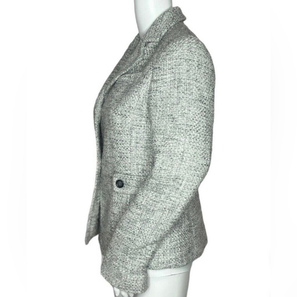 Talbots Women's Tweed Blazer Gray White Silver Metallic Threads Long Sleeve - Picture 2 of 8